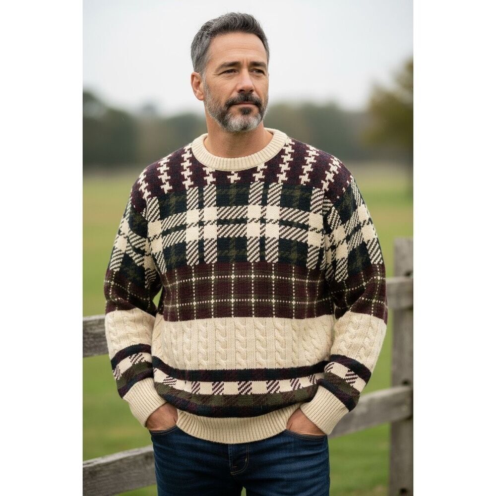 Woods & Gray Men’s Sz Lrg Multi Color Knitted Crew Neck Sweater